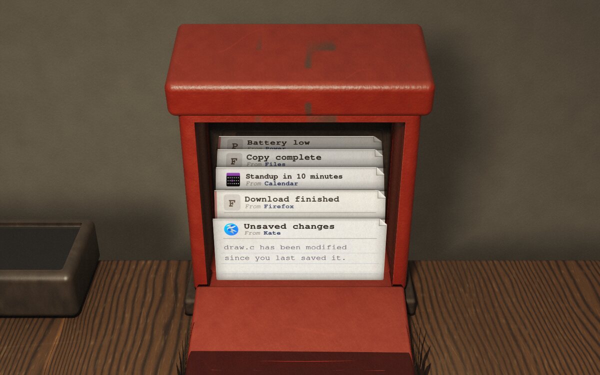 The post box, open, with letters in it
